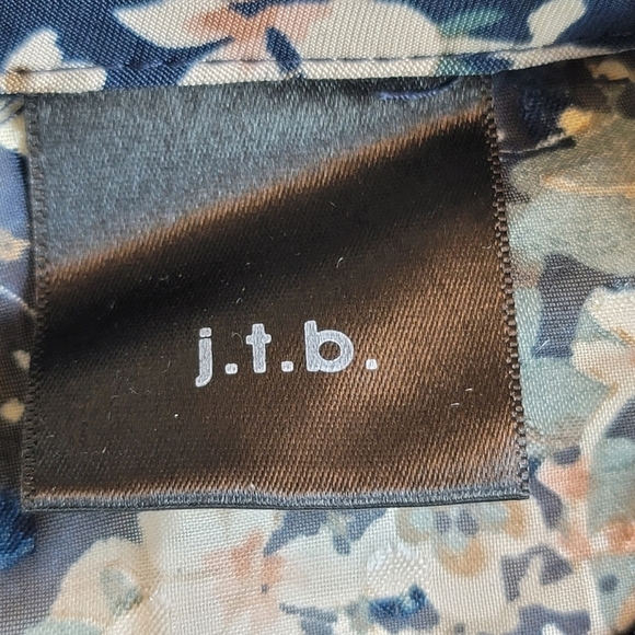 J.t.b. Set of 2 Floral Blouse V Neck Silver Button Shirts Size S small - Picture 9 of 16